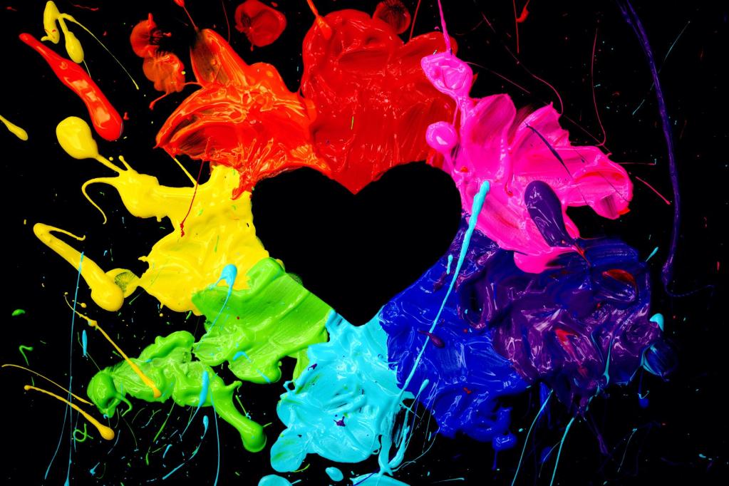 This was a fun and messy project. A neon splatter paint heart. 